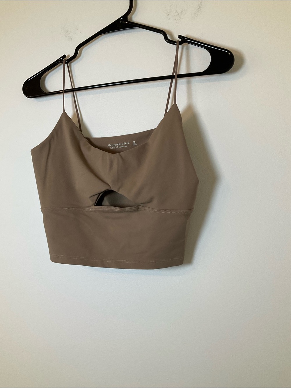 Abercrombie & Fitch Soft A&F Cutout Crop Tank Taupe Medium - Picture 3 of 5
